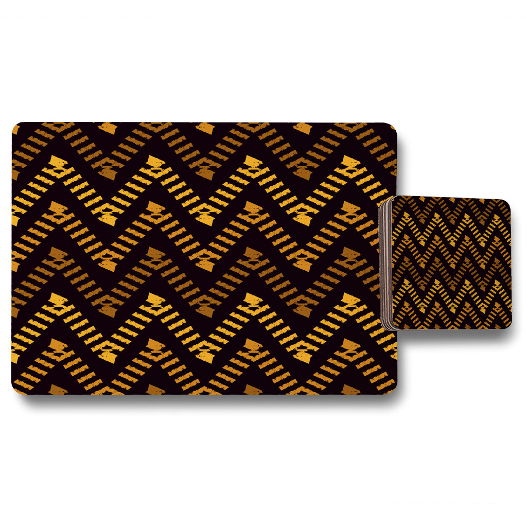 New Product Freehand horizontal zigzag chevron stripes Boho chic (Placemat & Coaster Set)  - Andrew Lee Home and Living