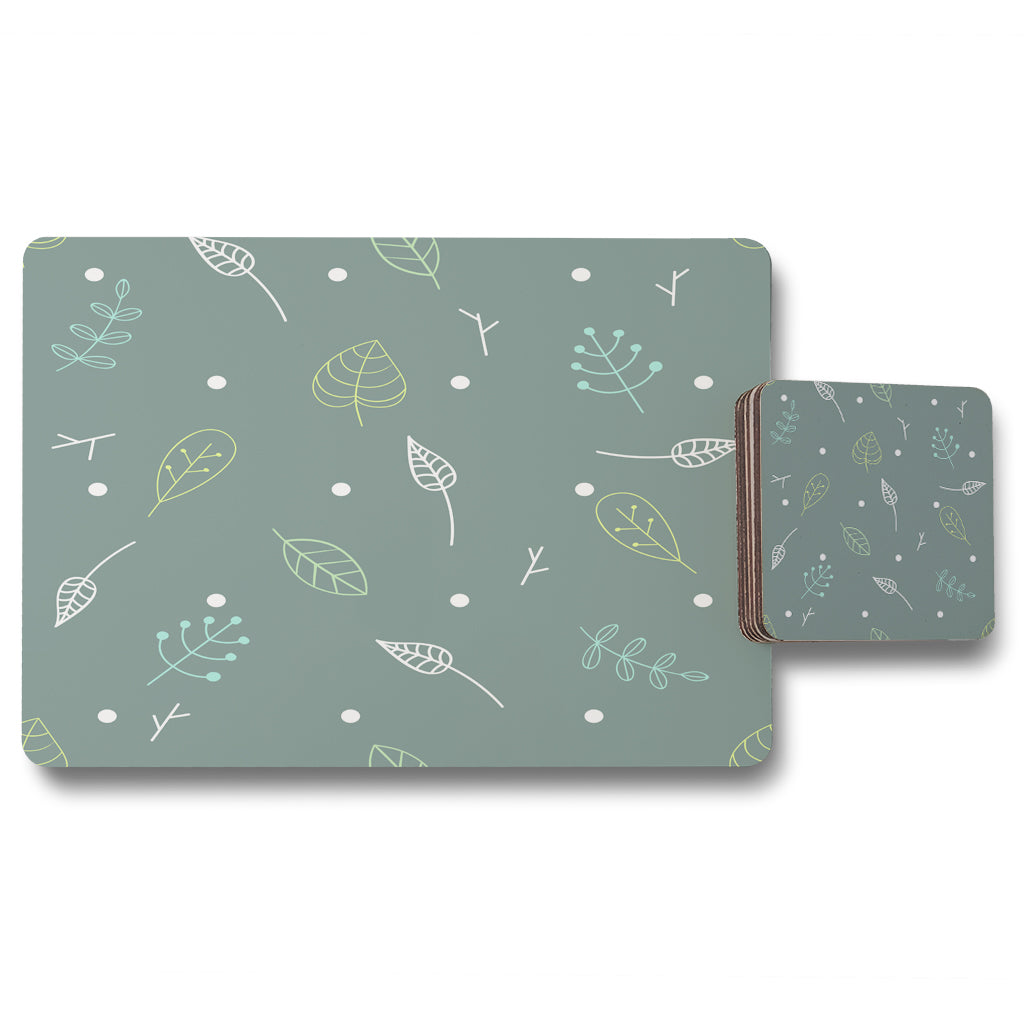 New Product Hand drawn leaves (Placemat & Coaster Set)  - Andrew Lee Home and Living