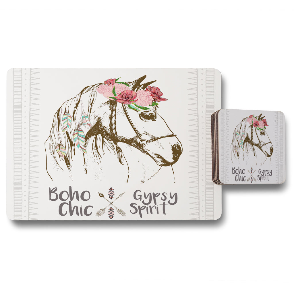 New Product horse with flower Chic (Placemat & Coaster Set)  - Andrew Lee Home and Living