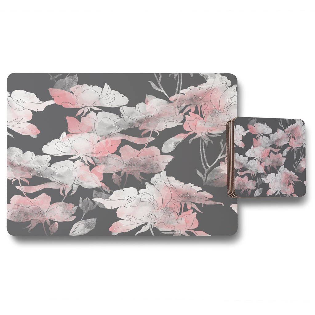 New Product Imprints flowers and leaves of wild rose (Placemat & Coaster Set)  - Andrew Lee Home and Living
