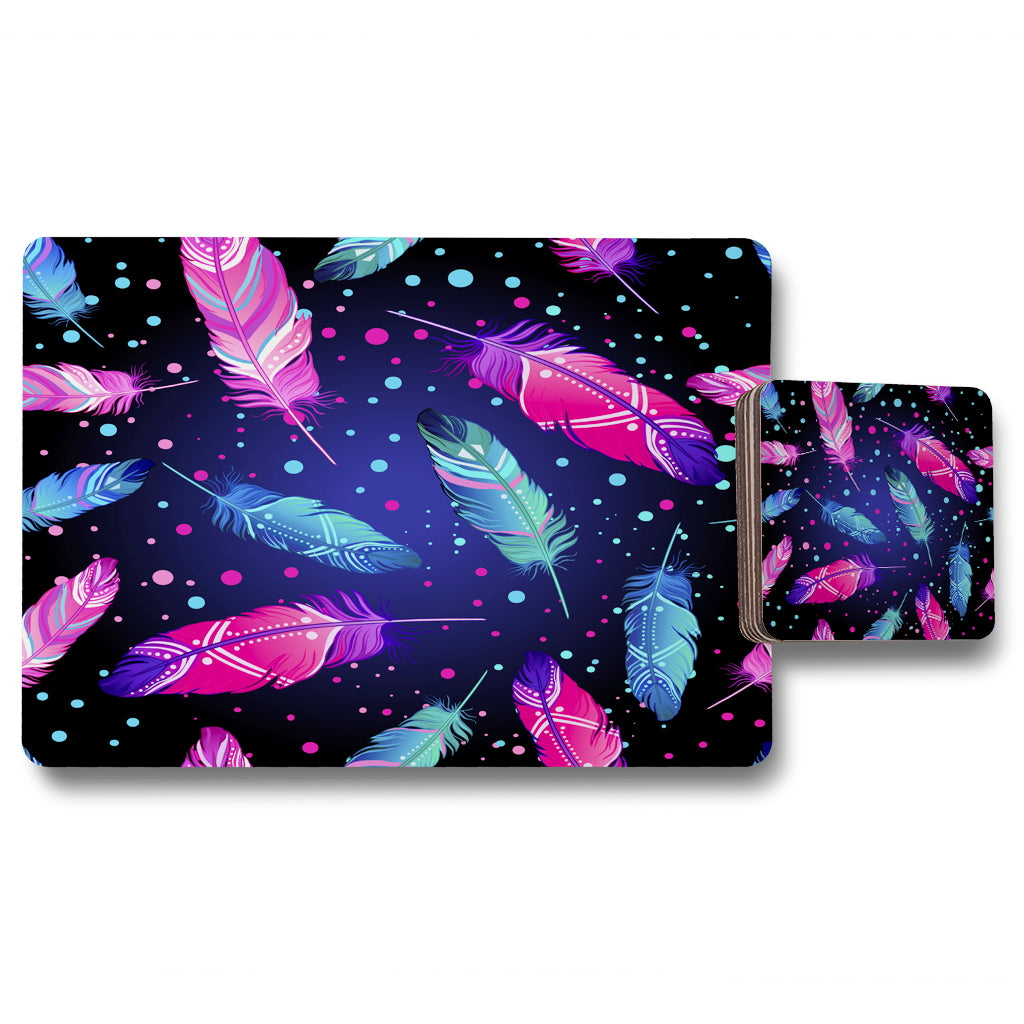 New Product Painted bird feathers (Placemat & Coaster Set)  - Andrew Lee Home and Living
