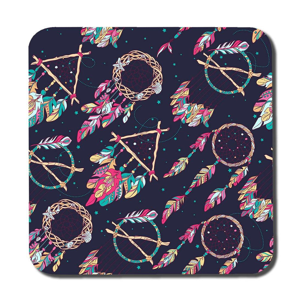 Pattern with Different Dream Catcher Amulet (Coaster) - Andrew Lee Home and Living