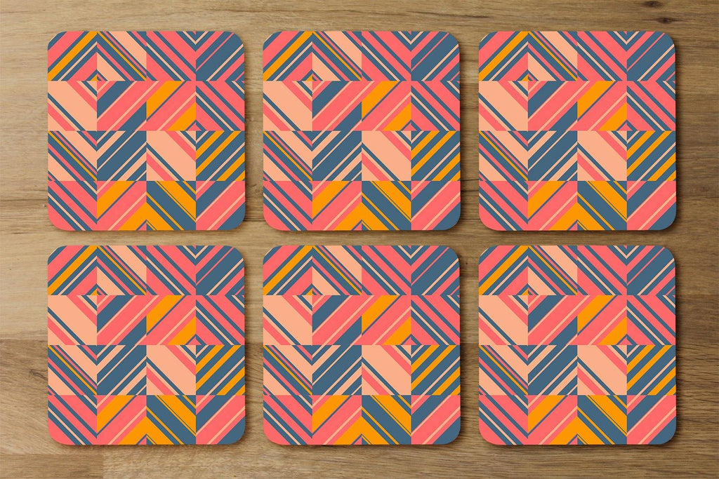 Striped bright geometric pattern (Coaster) - Andrew Lee Home and Living