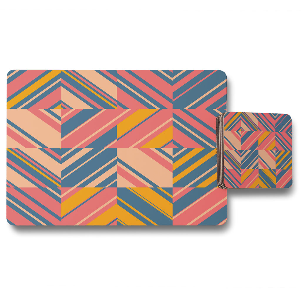New Product Striped bright geometric pattern (Placemat & Coaster Set)  - Andrew Lee Home and Living