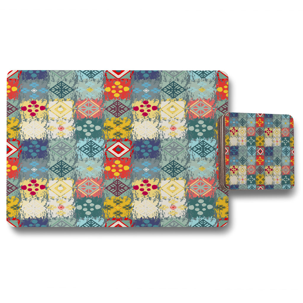 New Product Tribal art boho (Placemat & Coaster Set)  - Andrew Lee Home and Living
