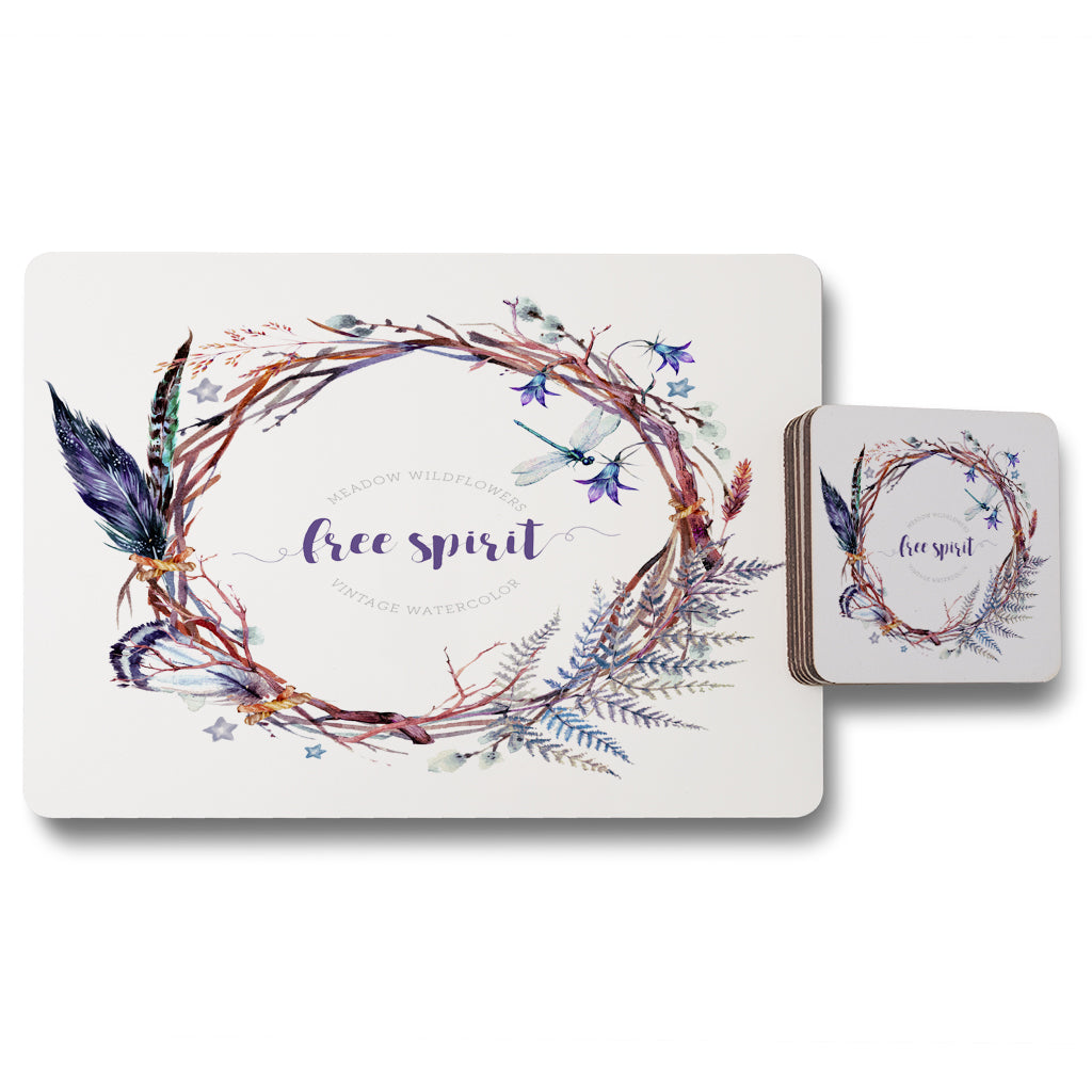 New Product Watercolor Boho wreath (Placemat & Coaster Set)  - Andrew Lee Home and Living