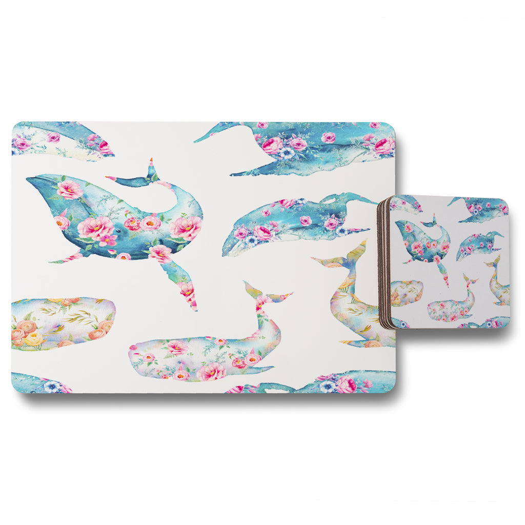 New Product Whale with flowers (Placemat & Coaster Set)  - Andrew Lee Home and Living
