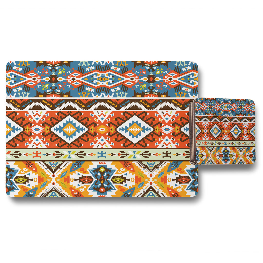 New Product Colorful pattern in tribal style (Placemat & Coaster Set)  - Andrew Lee Home and Living