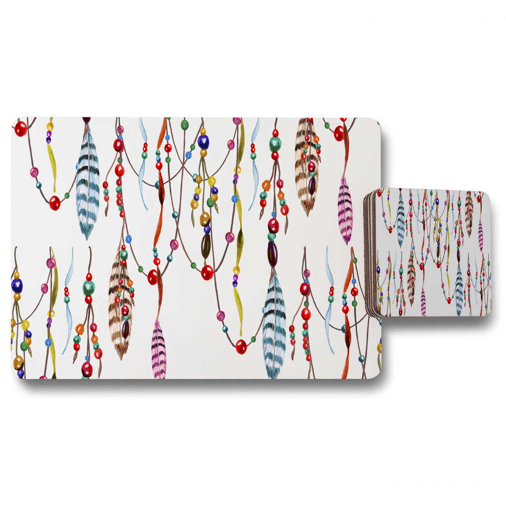 New Product Ribbon & Bead (Placemat & Coaster Set)  - Andrew Lee Home and Living