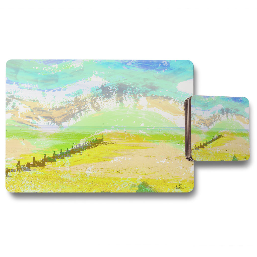 New Product Yellow beach (Placemat & Coaster Set)  - Andrew Lee Home and Living