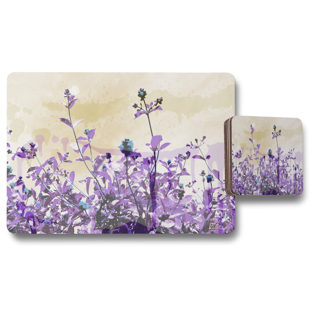 New Product Purple Flowers (Placemat & Coaster Set)  - Andrew Lee Home and Living