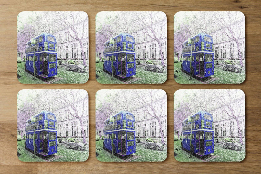 London bus Behind blue (Coaster) - Andrew Lee Home and Living