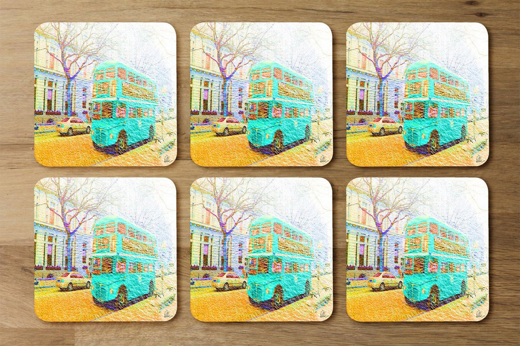 london bus green front (Coaster) - Andrew Lee Home and Living