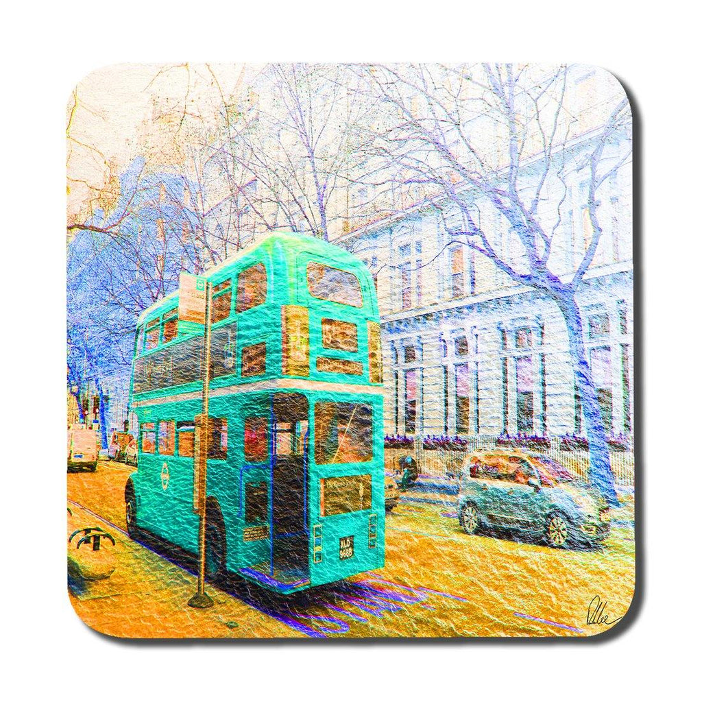 London bus green rear (Coaster) - Andrew Lee Home and Living
