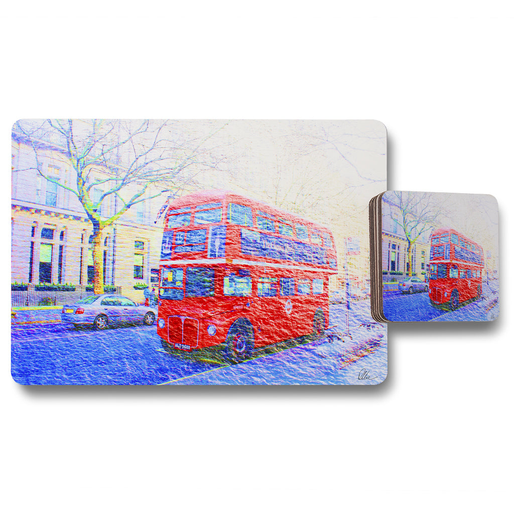 New Product london bus red (Placemat & Coaster Set)  - Andrew Lee Home and Living