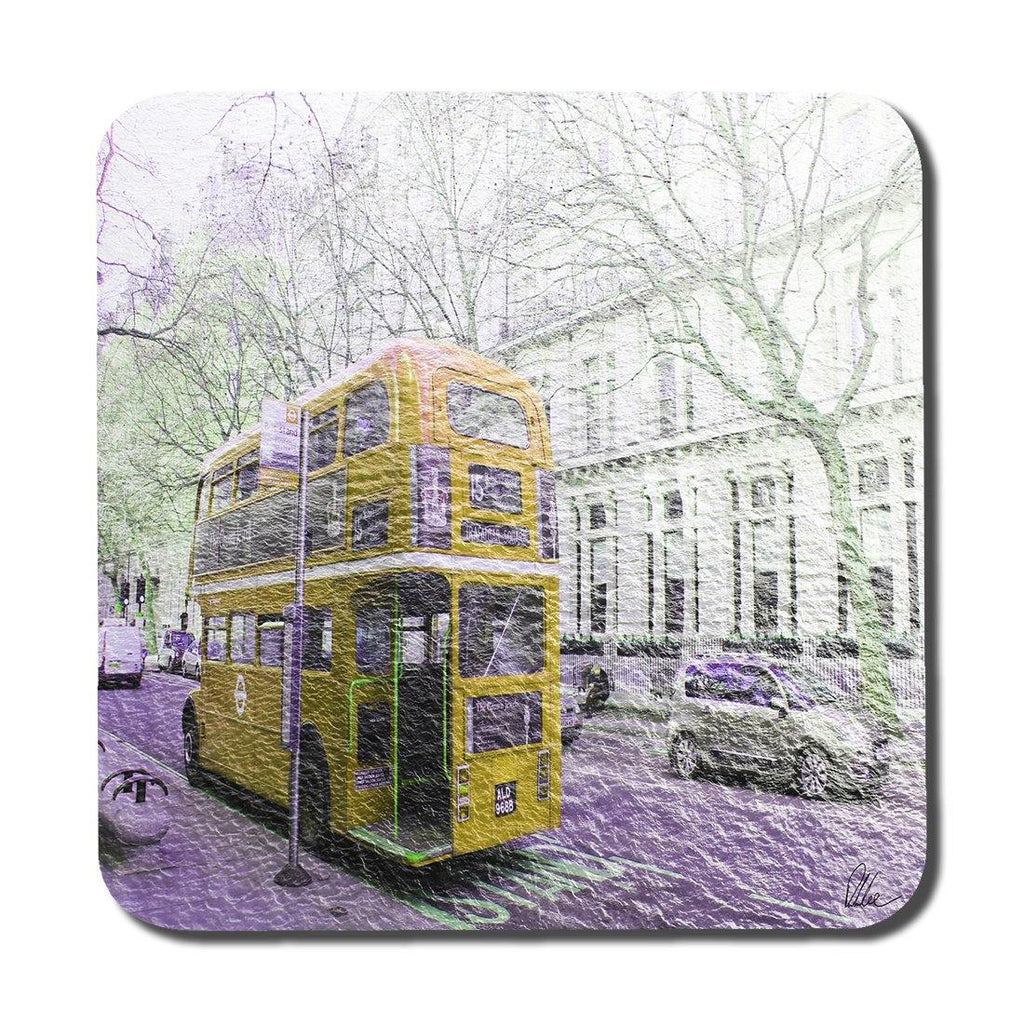 London bus YELLOW rear (Coaster) - Andrew Lee Home and Living