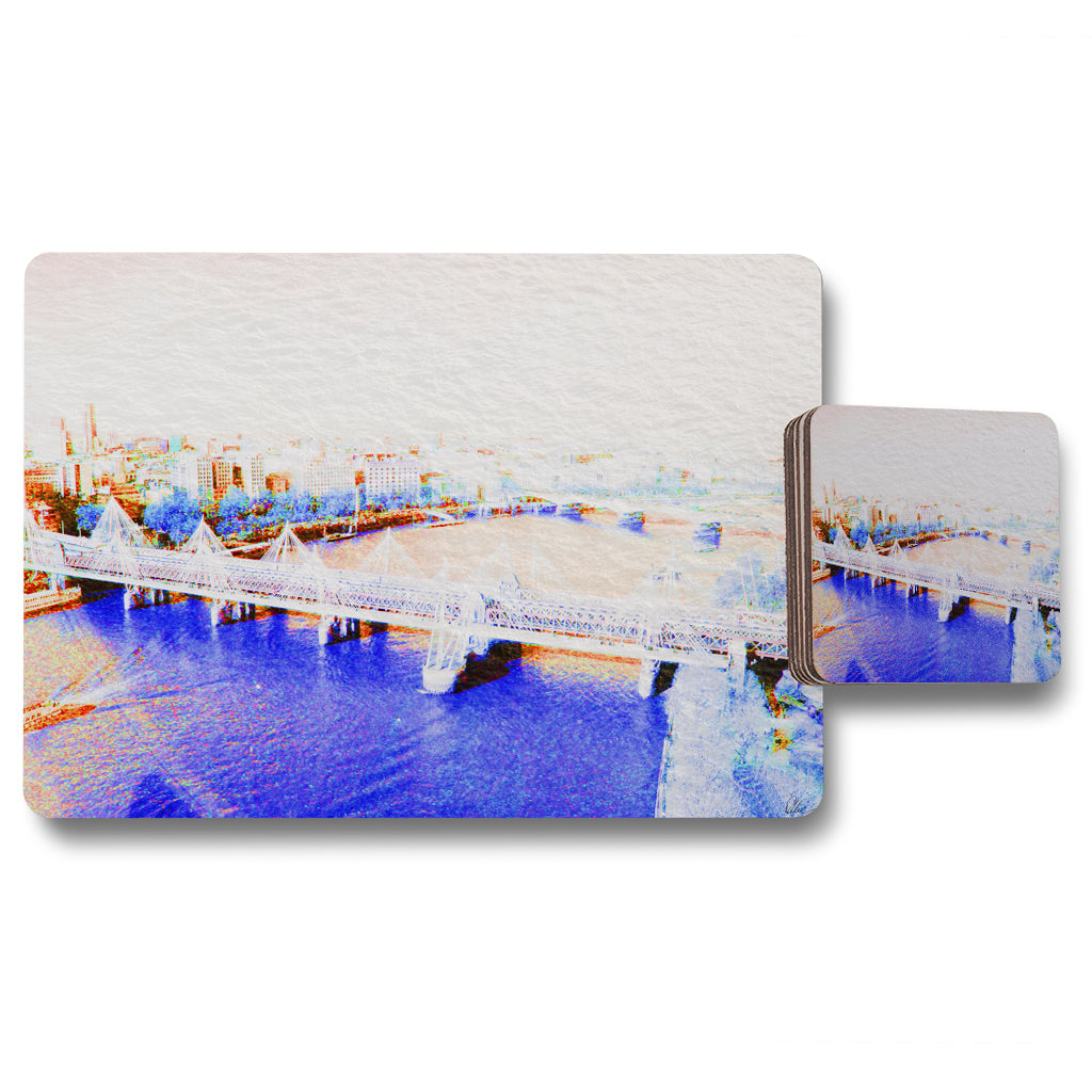 New Product LONDON EYE VEIW blue (Placemat & Coaster Set)  - Andrew Lee Home and Living