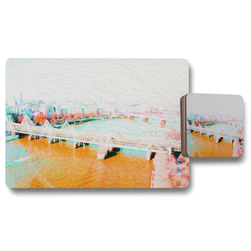 New Product LONDON EYE VEIW Orange (Placemat & Coaster Set)  - Andrew Lee Home and Living