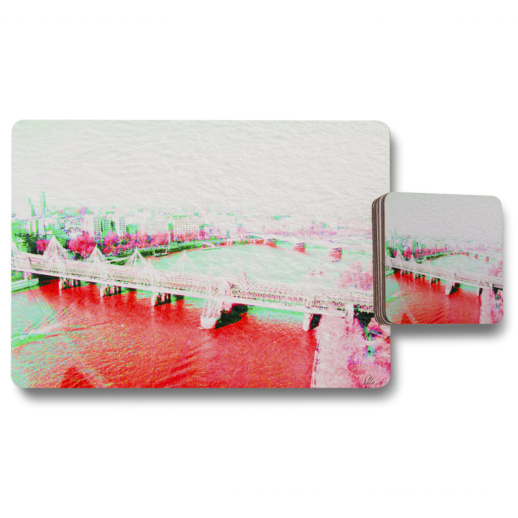 New Product LONDON EYE VEIW RED (Placemat & Coaster Set)  - Andrew Lee Home and Living