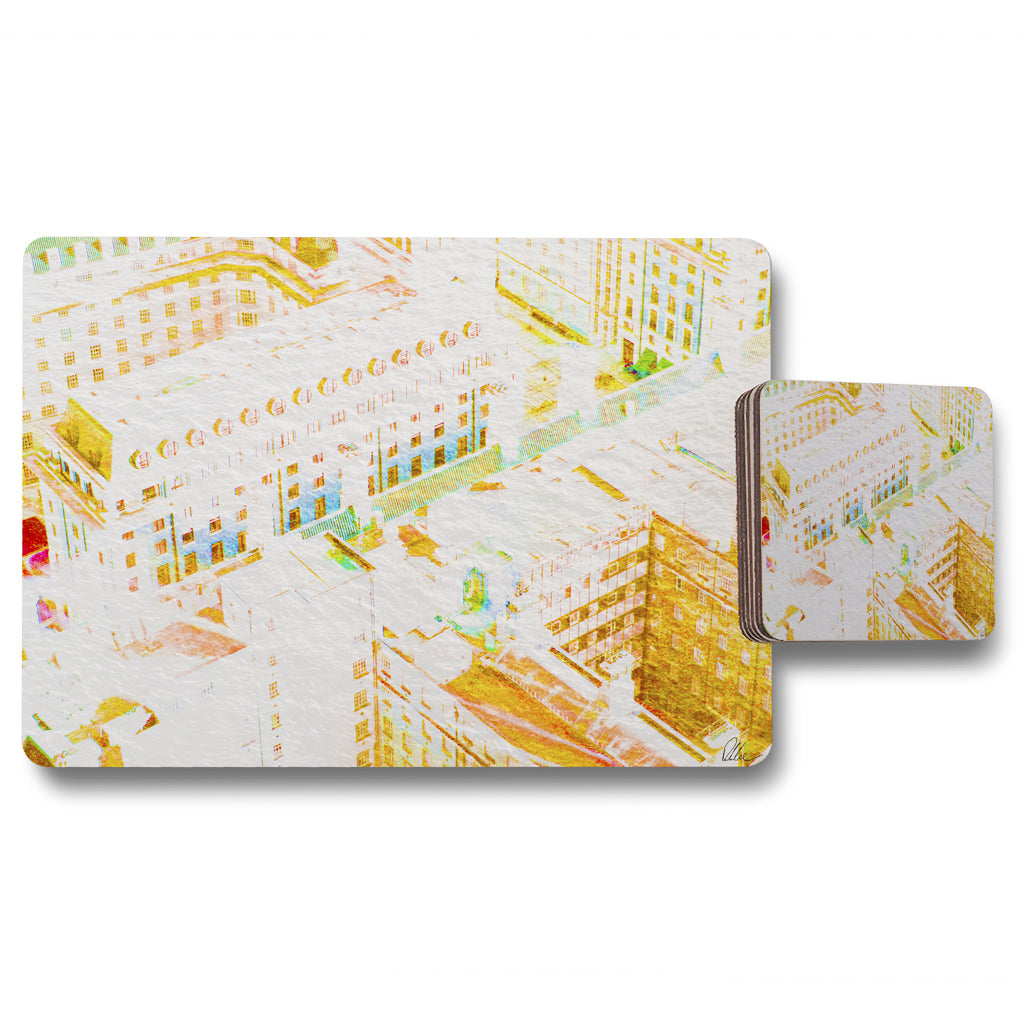 New Product LONDON ROOF TOPS ORANGE (Placemat & Coaster Set)  - Andrew Lee Home and Living