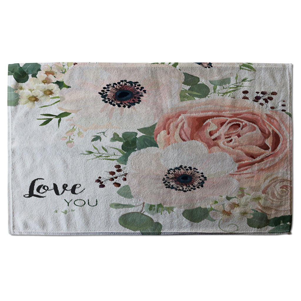 New Product Garden Flower, Pink Peach Rose, White Anemone (Kitchen Towel)  - Andrew Lee Home and Living