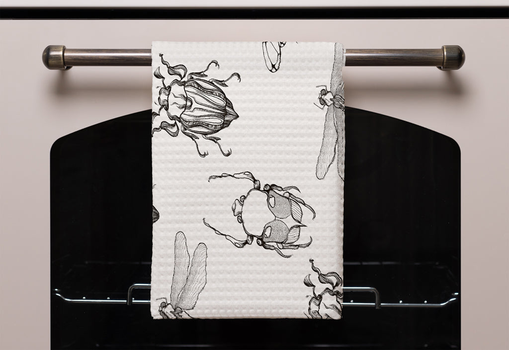 New Product Sketch of Scarab Beetle, May bug, Bee and Dragonfly (Kitchen Towel)  - Andrew Lee Home and Living
