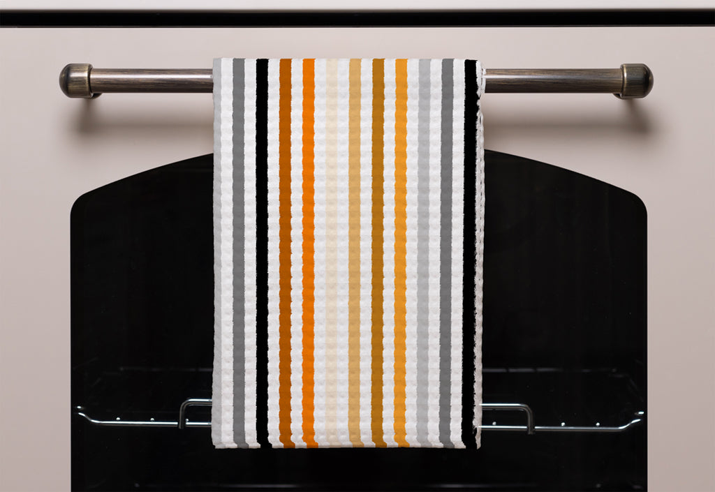New Product Striped pattern, orange black gray beige and brown (Kitchen Towel)  - Andrew Lee Home and Living