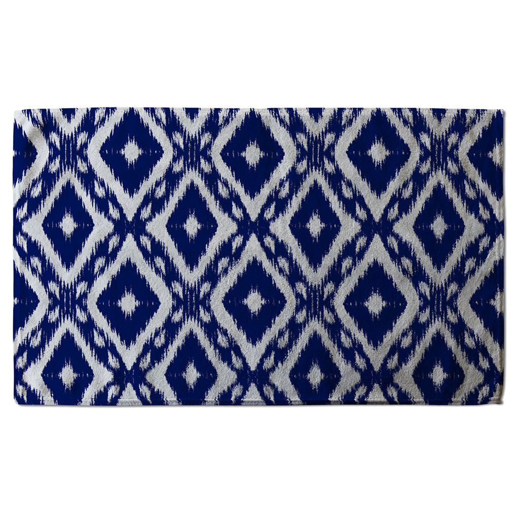 New Product Tribal Art Ikat Ogee in traditional classic blue (Kitchen Towel)  - Andrew Lee Home and Living