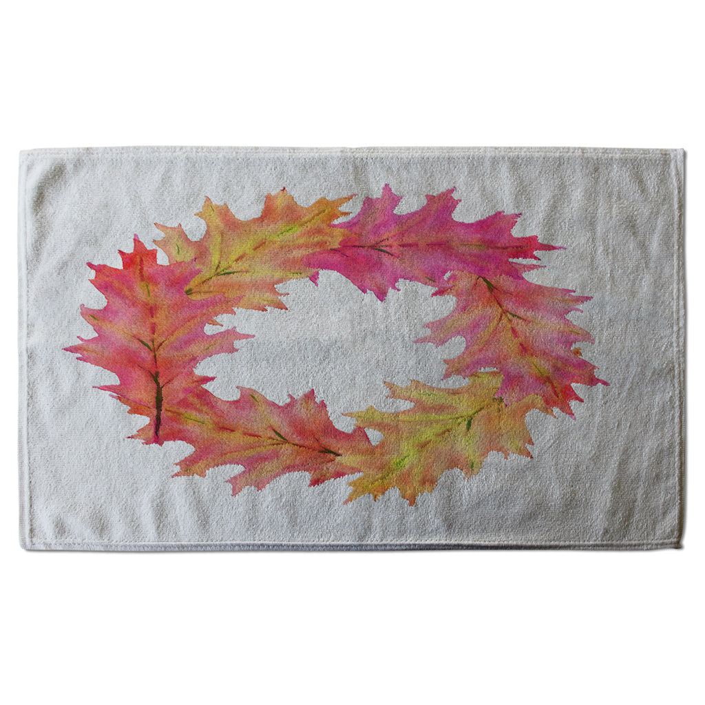 New Product Pink & Orange Autumn Reath (Kitchen Towel)  - Andrew Lee Home and Living