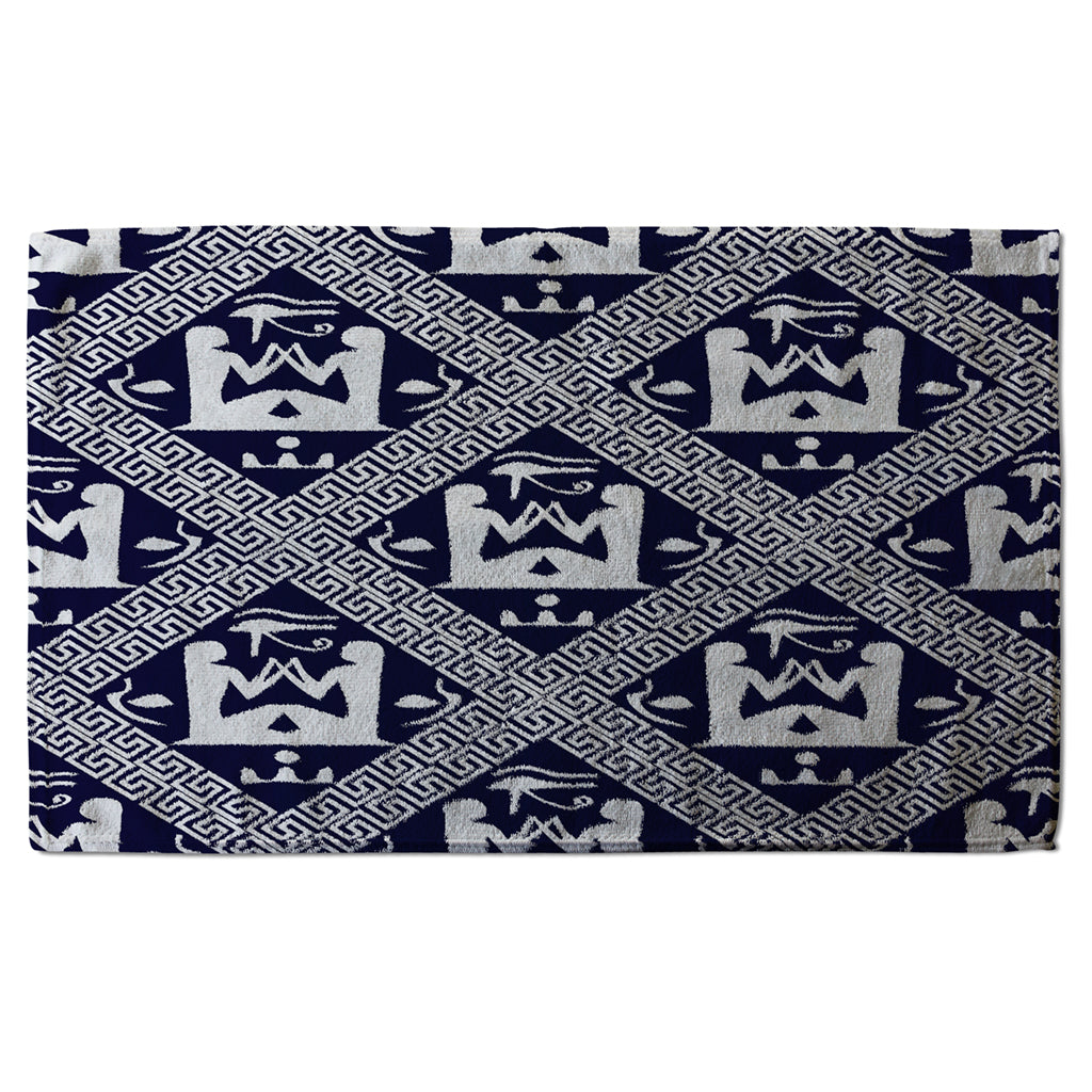 New Product Egyptian Hieroglyphs in Navy (Kitchen Towel)  - Andrew Lee Home and Living