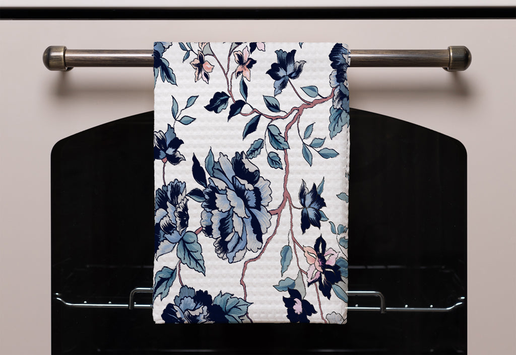 New Product Blue Flower Illustrations (Kitchen Towel)  - Andrew Lee Home and Living