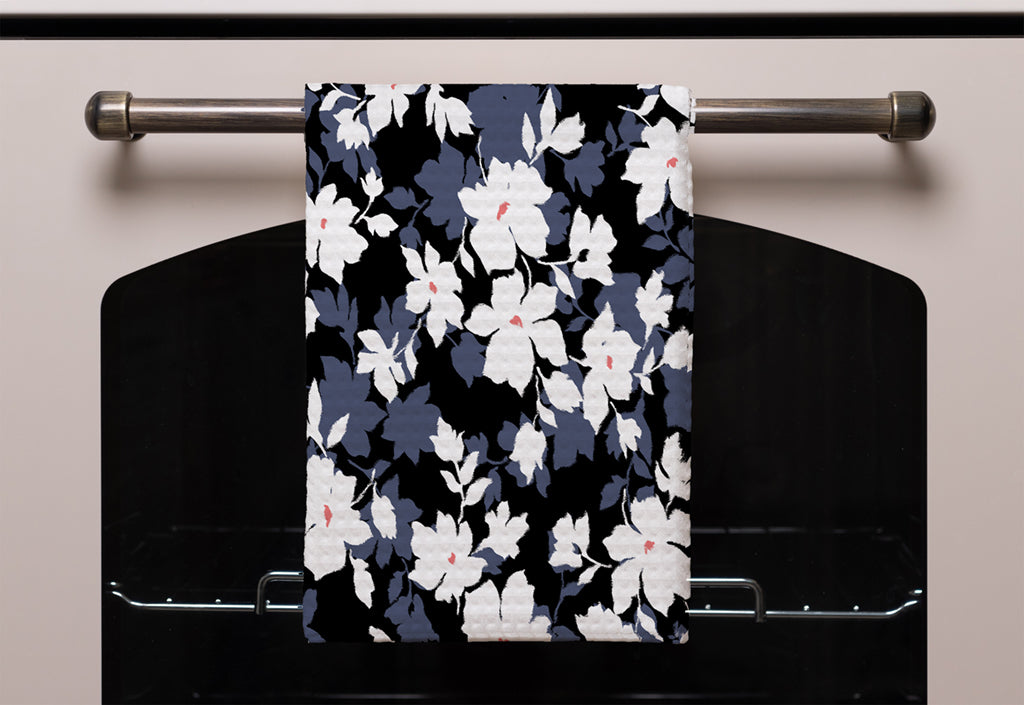 New Product White, Black & Purple Flowers (Kitchen Towel)  - Andrew Lee Home and Living