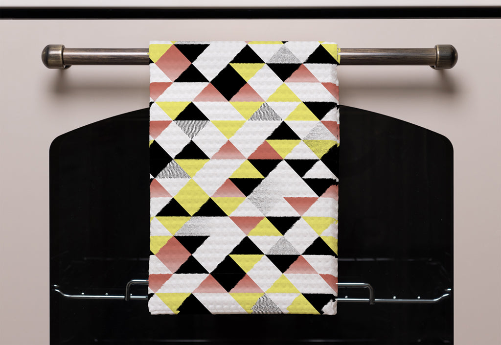 New Product Yellow, Pink & Black Geometric Pattern (Kitchen Towel)  - Andrew Lee Home and Living