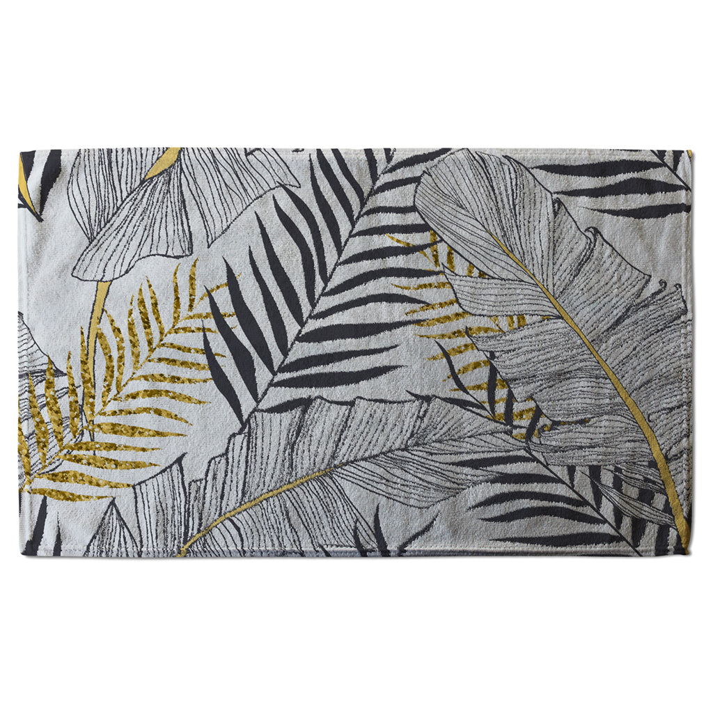 New Product Gold & Black Leaves (Kitchen Towel)  - Andrew Lee Home and Living