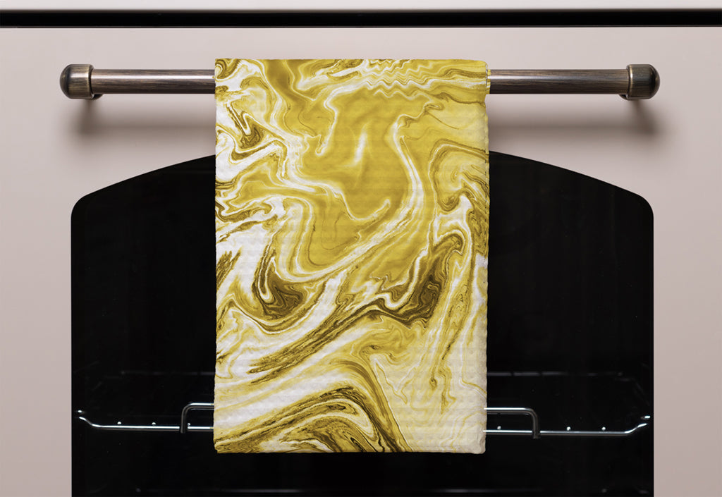 New Product Golden Swirled Marble (Kitchen Towel)  - Andrew Lee Home and Living