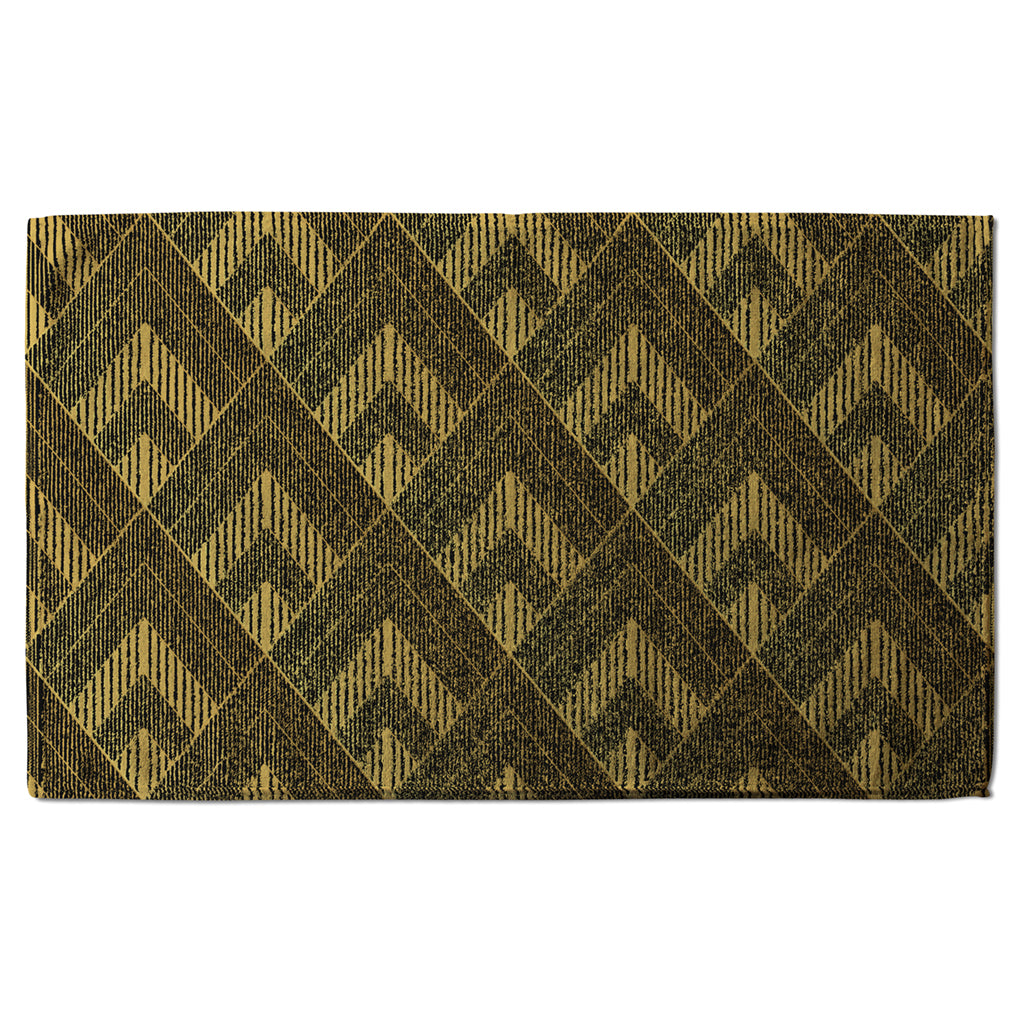 New Product Black & Gold Striped Triangles (Kitchen Towel)  - Andrew Lee Home and Living