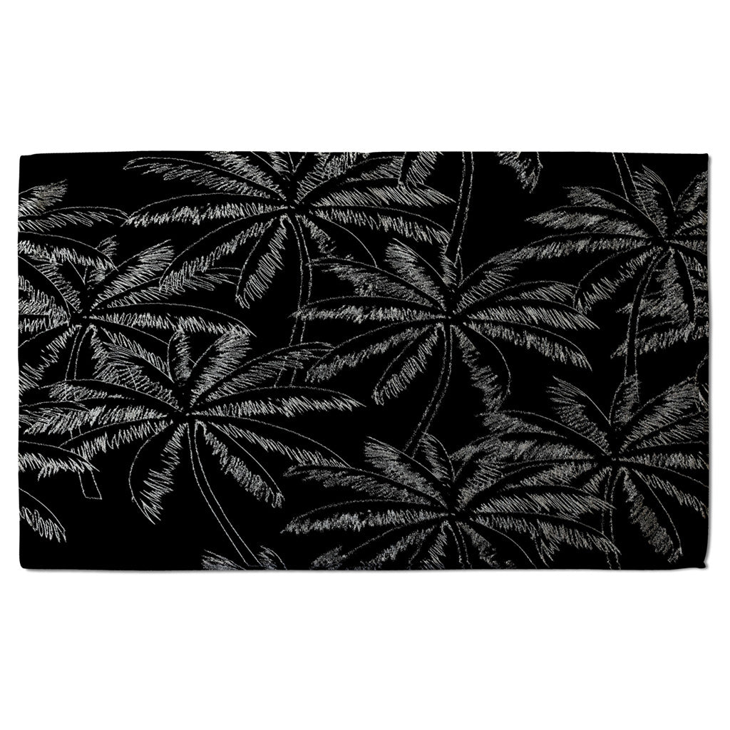 New Product White Palm Trees on Black (Kitchen Towel)  - Andrew Lee Home and Living