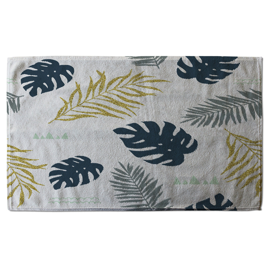 New Product Gold Glitter & Navy Leaves (Kitchen Towel)  - Andrew Lee Home and Living