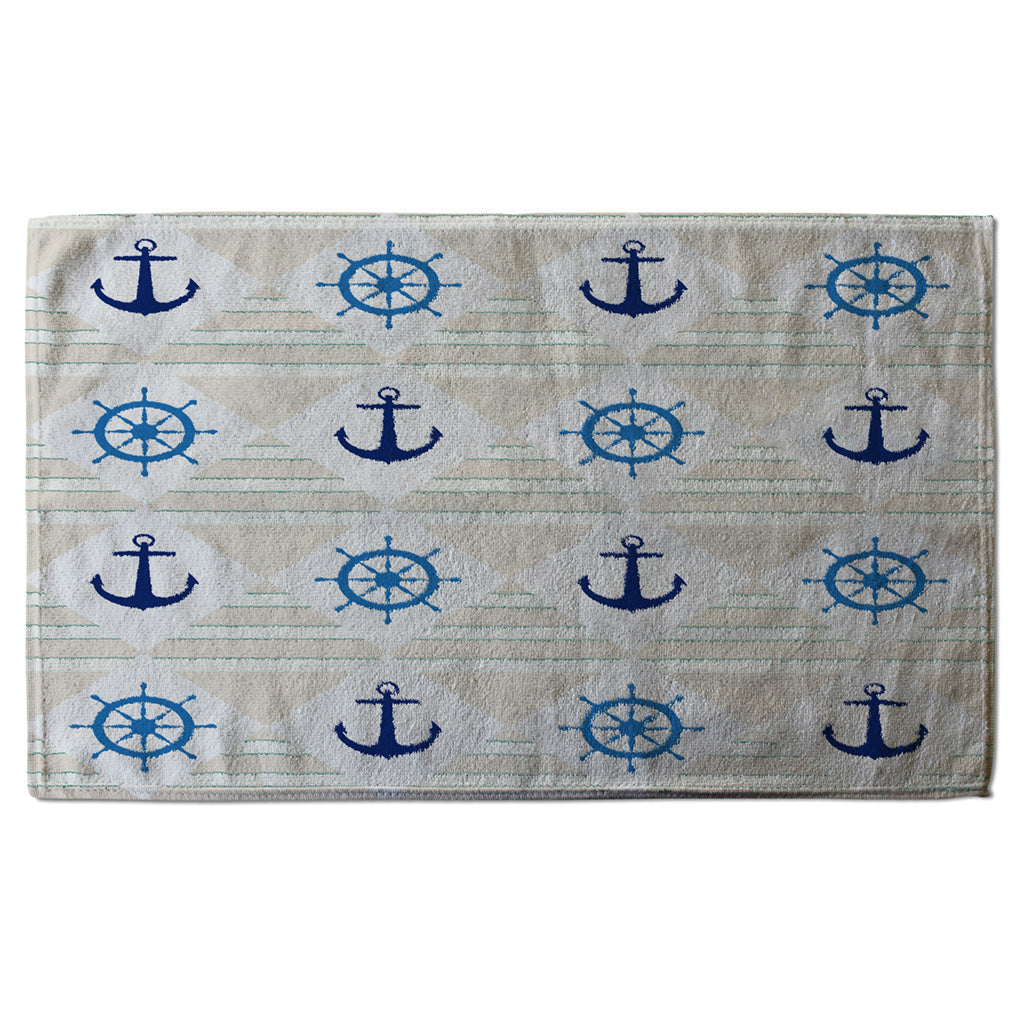New Product Nautical Elements on Striped Background (Kitchen Towel)  - Andrew Lee Home and Living