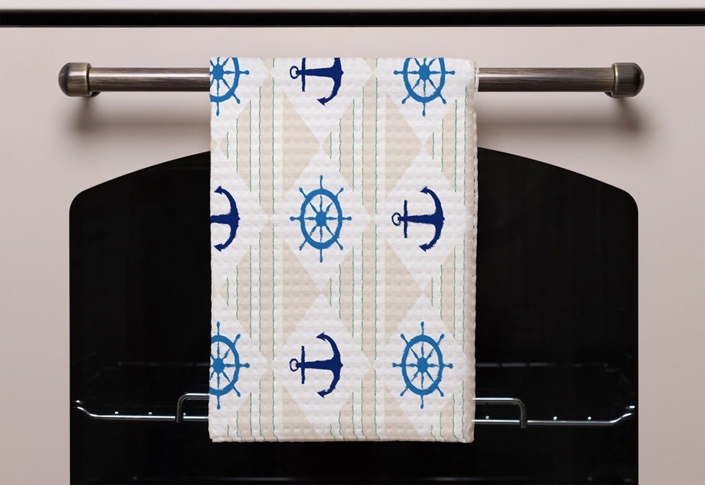 New Product Nautical Elements on Striped Background (Kitchen Towel)  - Andrew Lee Home and Living