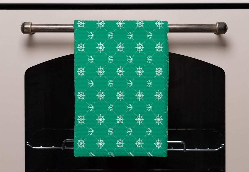 New Product Nautical Elements on Green (Kitchen Towel)  - Andrew Lee Home and Living