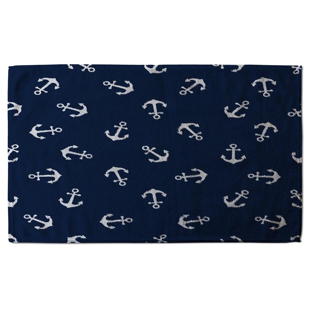 Anchors on Navy Background (Kitchen Towel) - Andrew Lee Home and Living