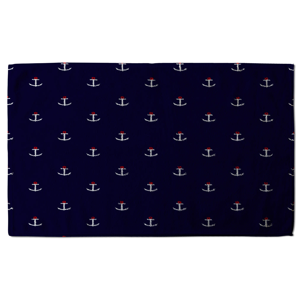 New Product White & Red Anchors on Navy (Kitchen Towel)  - Andrew Lee Home and Living