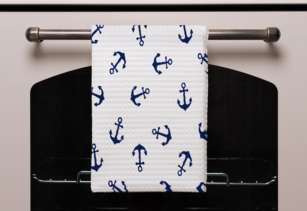 New Product Navy Anchors on White (Kitchen Towel)  - Andrew Lee Home and Living