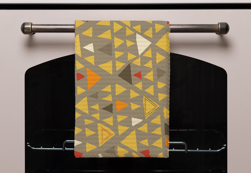 New Product Yellow Geometric Triangles (Kitchen Towel)  - Andrew Lee Home and Living