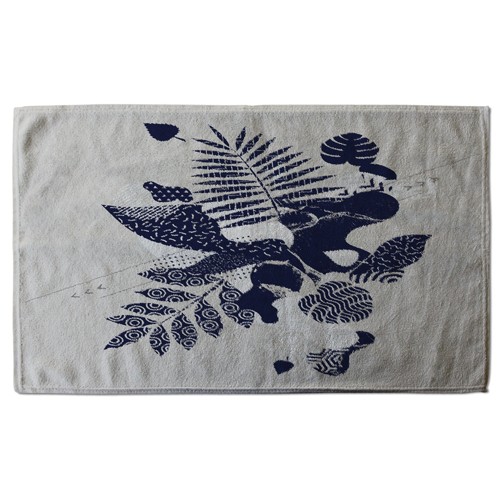 New Product Prints Of Navy Autumn Leaves (Kitchen Towel)  - Andrew Lee Home and Living