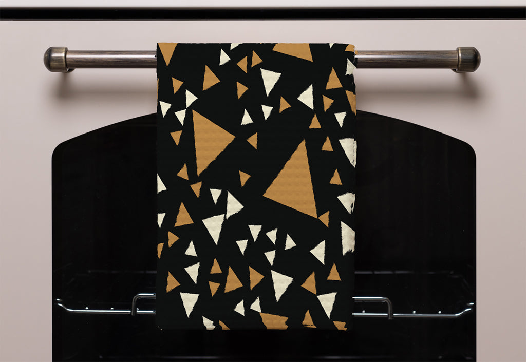 New Product Triangles on Black (Kitchen Towel)  - Andrew Lee Home and Living