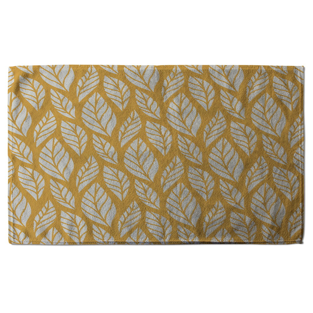 New Product White Leaf Pattern on Orange (Kitchen Towel)  - Andrew Lee Home and Living