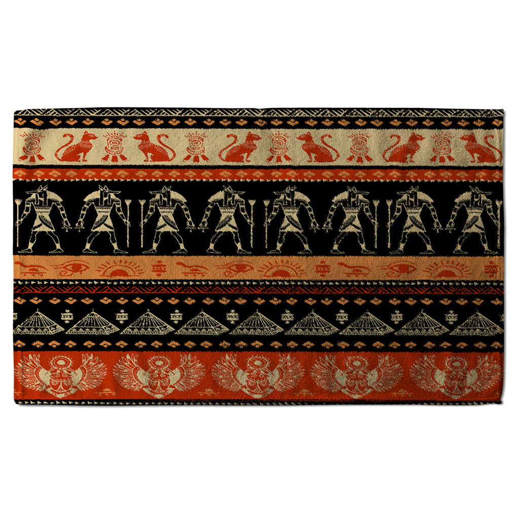 New Product Egyptian Heiroglyphs in Orange & Black (Kitchen Towel)  - Andrew Lee Home and Living