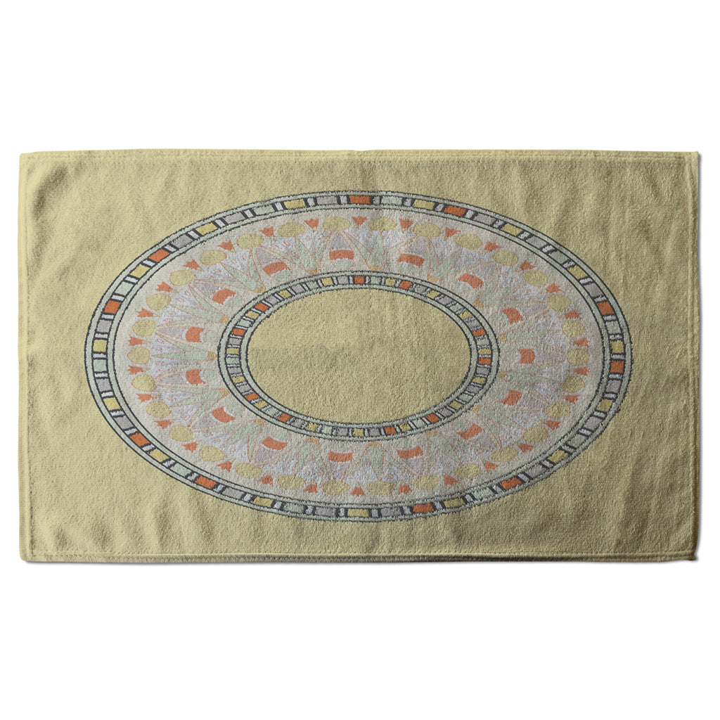 New Product Yellow Circle Ornament. Round Frame (Kitchen Towel)  - Andrew Lee Home and Living